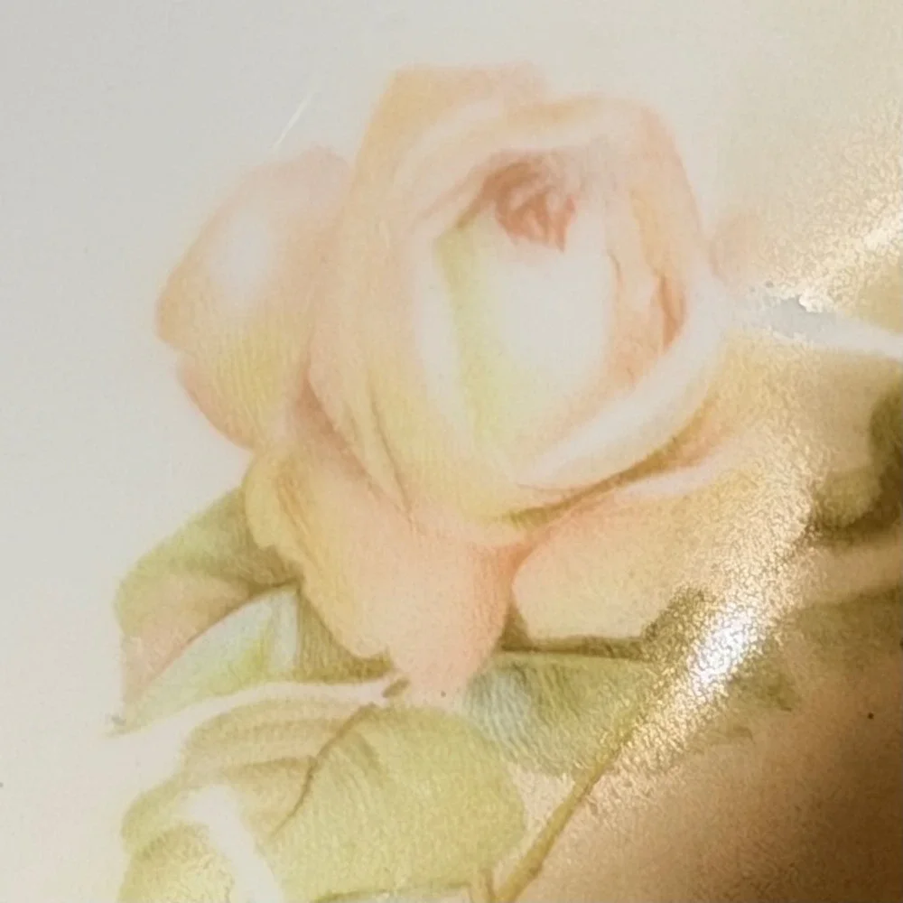 RS Germany Porcelain Scalloped‎ Plate  Roses Floral Antique 6.25 Inch Gold Trim